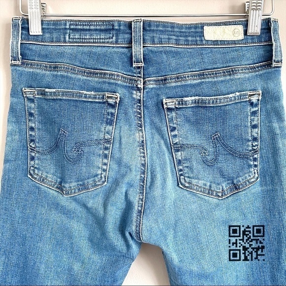 AG Adriano Goldschmied Blue Distressed Farrah High Rise Skinny Ankle Jeans - 28R - Picture 7 of 10